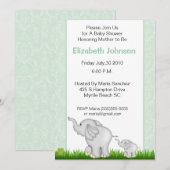Neutrale ellephant Baby Shower Invitations Kaart (Voorkant / Achterkant)