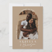 Neutrale en moderne Tan-foto Sla de datumkaart op Kaart (Voorkant)