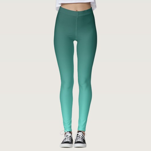 Neutrale en vlakke verloop Blauwgroen Leggings (Voorkant)