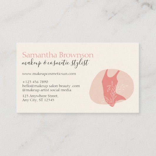 Neutrale esthetische vrouwelijke badmode visitekaartje (Achterkant)