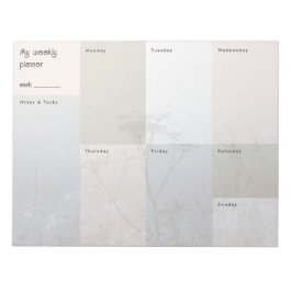 Neutrale esthetische Wildflower Weekly Planner Notitieblok