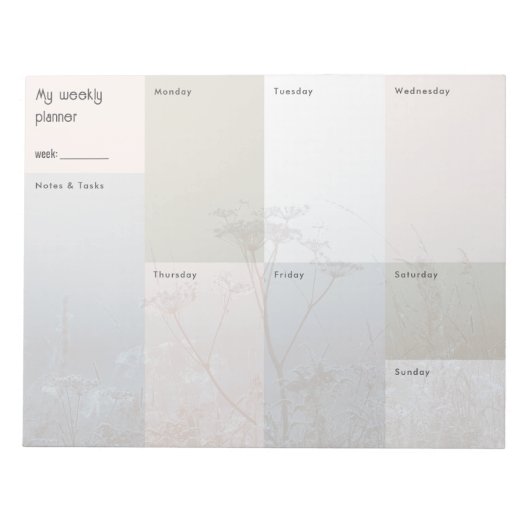 Neutrale esthetische Wildflower Weekly Planner Notitieblok (Voorkant)