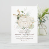 Neutrale Eucalyptus Greenery Gold Pumpkin Birthday Kaart (Staand voorkant)