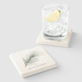 Neutrale Evergreen Kerstfeestdag Stenen Onderzetter (Zijkant)