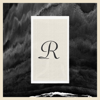 Neutrale Faux Burlap Witte Monogrammen Servet
