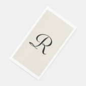 Neutrale Faux Burlap Witte Monogrammen Servet (Hoek)