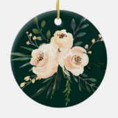 Neutrale Floral Gold Lijst eerste kerstfoto Keramisch Ornament (Achterkant)