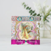 NEUTRALE FLORAL STORK BABY SHOWER MET GEMSTONEN KAART (Staand voorkant)