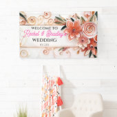 Neutrale Floral Wedding Modern Lijst aanpassen Spandoek (Insitu)