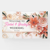 Neutrale Floral Wedding Modern Lijst aanpassen Spandoek (Horizontaal)