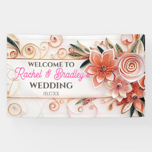 Neutrale Floral Wedding Modern Lijst aanpassen Spandoek