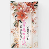 Neutrale Floral Wedding Modern Lijst aanpassen Spandoek (Verticaal)