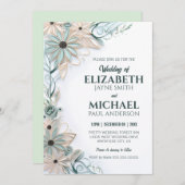 Neutrale Floral Wedding Paper Quilling Simulation Kaart (Voorkant / Achterkant)