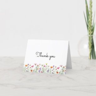 Neutrale Floral Wildflower Baby shower Gevouwen Bedankkaart