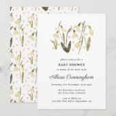 Neutrale, florale sneeuwval mooie baby shower kaart (Voorkant / Achterkant)