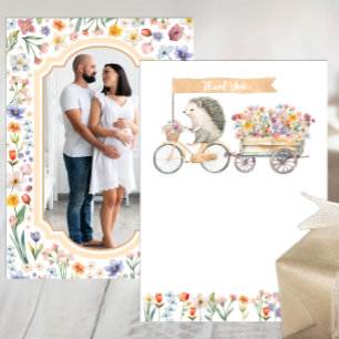 Neutrale foto Dank u - Hedgehog Baby shower Bedankkaart