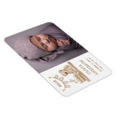 Neutrale foto geboorteaankondiging | Boho teddybee Magneet (Rechterzijde)