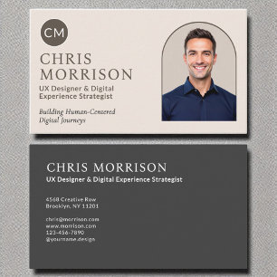 Neutrale foto Monogram Professioneel Modern Visitekaartje