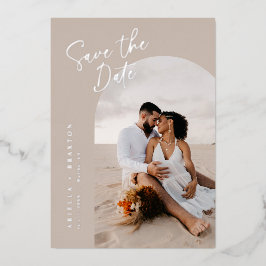 Neutrale Foto Save the Date Kaart with Folie