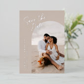 Neutrale Foto Save the Date Kaart with Folie (Staand Voorkant)