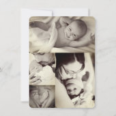 Neutrale fotocollage Baby aankondiging (Achterkant)