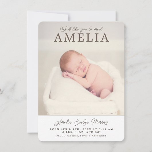 Neutrale fotocollage Baby aankondiging (Voorkant)