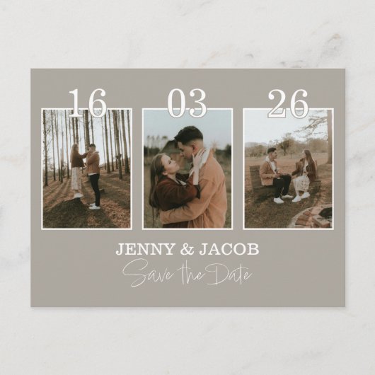 Neutrale fotocollage Sla de datum op Briefkaart (Voorkant)