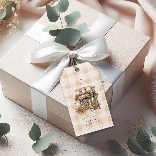 Neutrale Franse Café Bruidsborrel Cadeaulabel