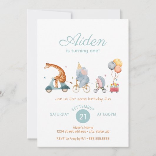 Neutrale geboorte van de dierentuin bij Cute Anima Kaart (Voorkant)