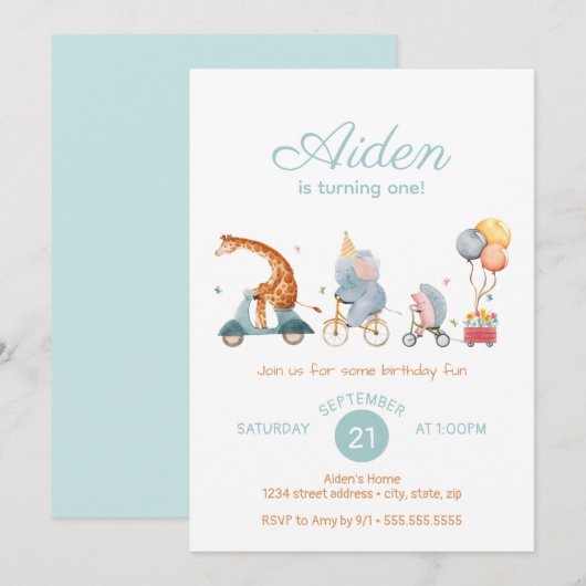 Neutrale geboorte van de dierentuin bij Cute Anima Kaart (Voorkant / Achterkant)