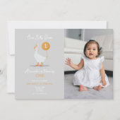 Neutrale Gekke Gans Eerste Verjaardag Foto Kaart (Voorkant)