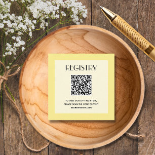 Neutrale Gele Baby Shower Registratie QR Code Informatiekaartje