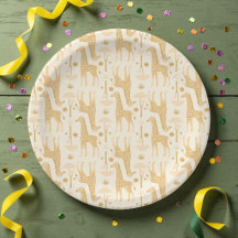 Neutrale Gele Giraffe Safari Baby Shower Feest