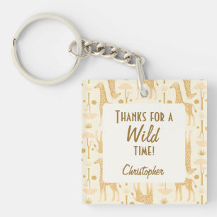Neutrale Gele Giraffe Safari Wild One Favor Sleutelhanger