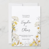 Neutrale Gele Wildbloemen Boho Bruiloft Kaart (Voorkant)
