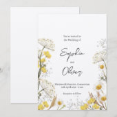 Neutrale Gele Wildbloemen Boho Bruiloft Kaart (Voorkant / Achterkant)