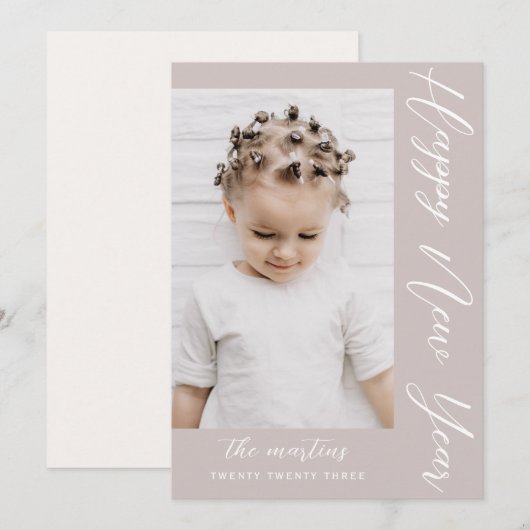 Neutrale Gelukkig Nieuwjaar-foto Feestdagenkaart (Voorkant / Achterkant)