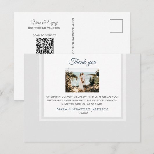 ~ Neutrale generieke AP9 legante bruiloft Dank u Briefkaart (Voorkant / Achterkant)