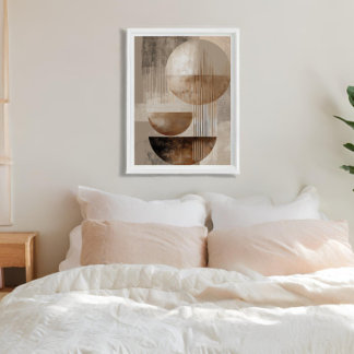 Neutrale Geometrische Abstracte Beige Bruine Minim Canvas Afdruk