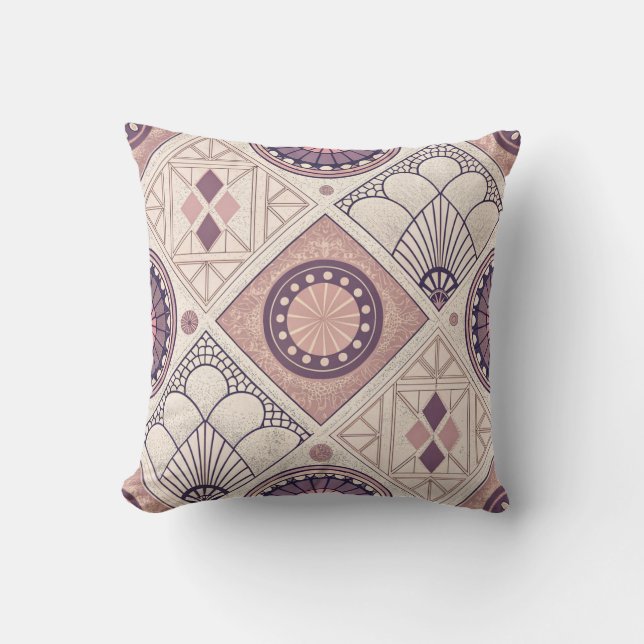 Neutrale geometrische art deco kussen (Voorkant)