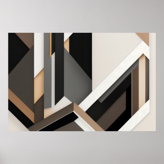 Neutrale geometrische lagen 3D Poster (Voorkant)