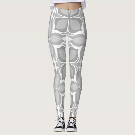 Neutrale geometrische tegels leggings (Voorkant)