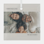 Neutrale gepersonaliseerde foto Kerstmis Glas Ornament (Voorkant)