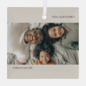 Neutrale gepersonaliseerde foto Kerstmis Glas Ornament (Achterkant)