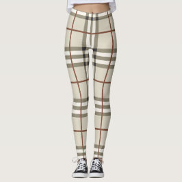 Neutrale geruite gezellige klassieke patroon leggings
