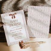 Neutrale gestreepte strik babyshower kaart