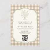Neutrale Gingham Bloemenslinger All-in-One Baby Sh Kaart (Achterkant)