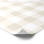 Neutrale Gingham Dwaze Gans Babyshower Welkomstbor Poster (Hoek)