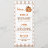 Neutrale Gingham Pompoen 4x9 Afdrukbare Menu (Voorkant)
