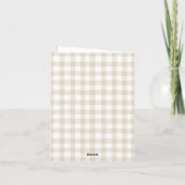 Neutrale Gingham Teddybeer Babyshower Bedankkaart (Achterkant)